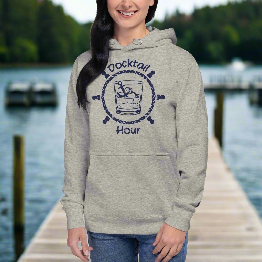 Anchor Down for Docktail Hour Unisex Hoodie | Heather Grey