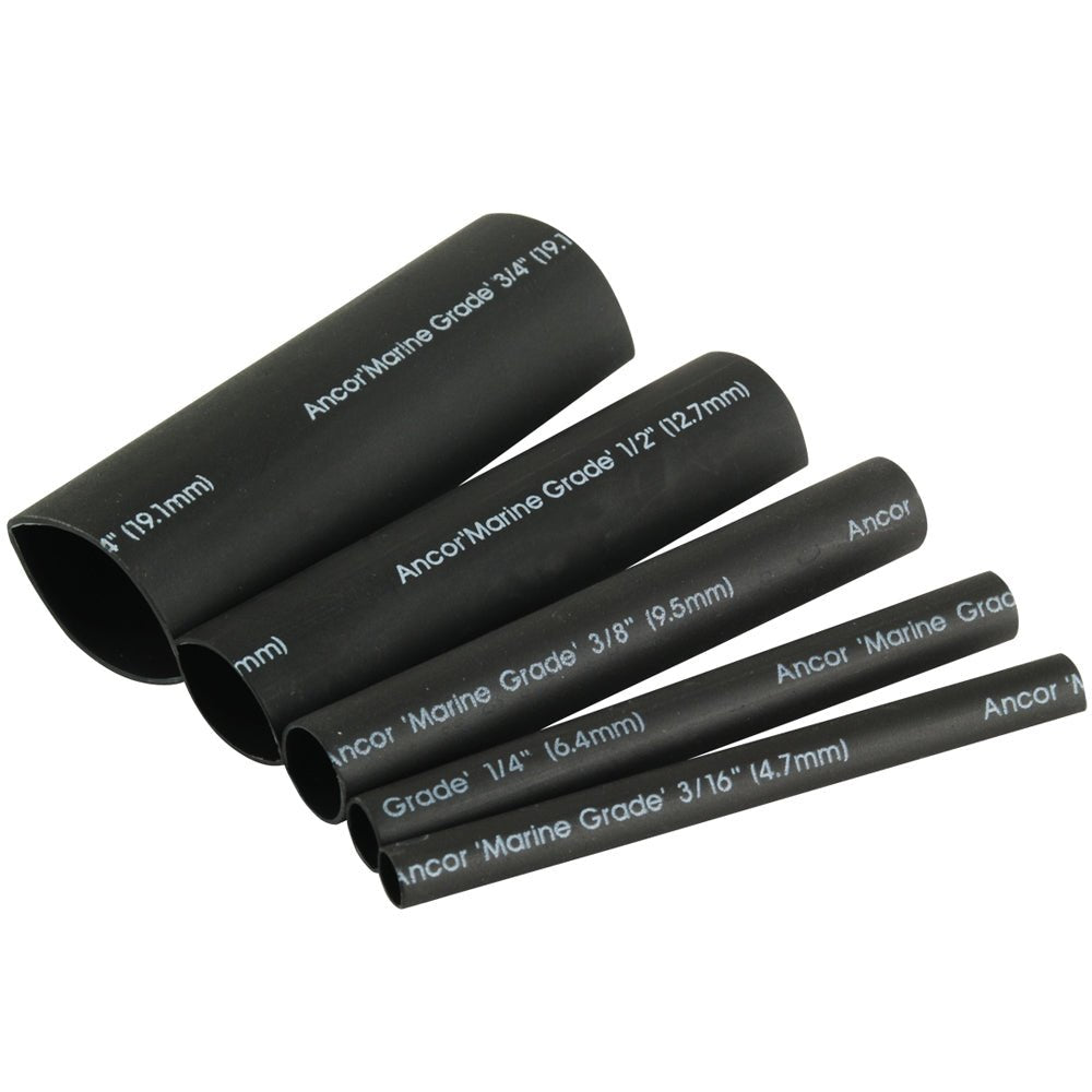 Ancor Adhesive Lined Heat Shrink Tubing Kit - 8 - Pack, 3&quot;, 20 to 2/0 AWG, Black [301503]