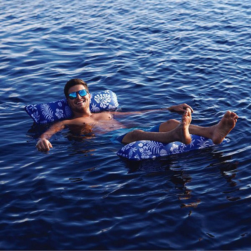 Aqua Leisure 4 - In - 1 Monterey Hammock Supreme XL 53&quot; x 31.5&quot; - Hibiscus Pineapple Royal Blue [APL18904S2]