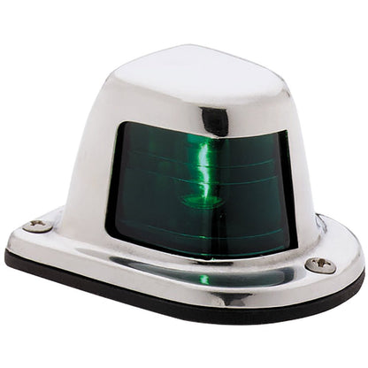 Attwood 1 - Mile Deck Mount, Green Sidelight - 12V - Stainless Steel Housing [66319G7]