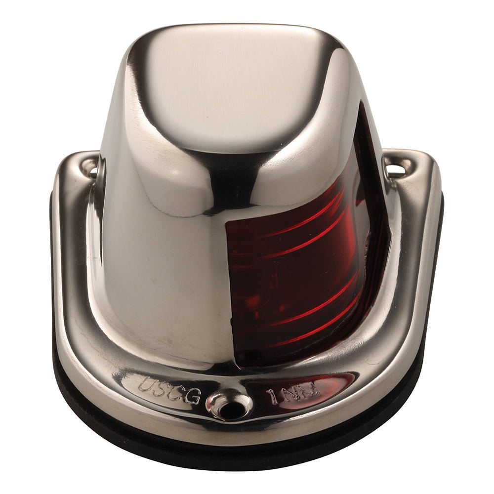 Attwood 1 - Mile Deck Mount, Red Sidelight - 12V - Stainless Steel Housing [66319R7]