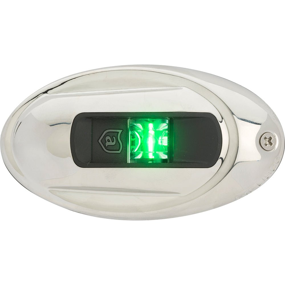 Attwood LightArmor Vertical Surface Mount Navigation Light - Oval - Starboard (green) - Stainless Steel - 2NM [NV4012SSG - 7]