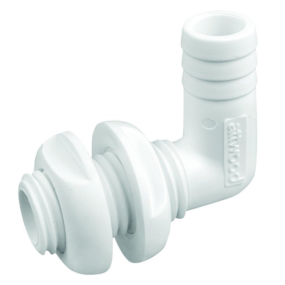 Attwood White Plastic 90 Degree Thru - Hull Connector - 3/4" Inner Diameter [3877 - 3]