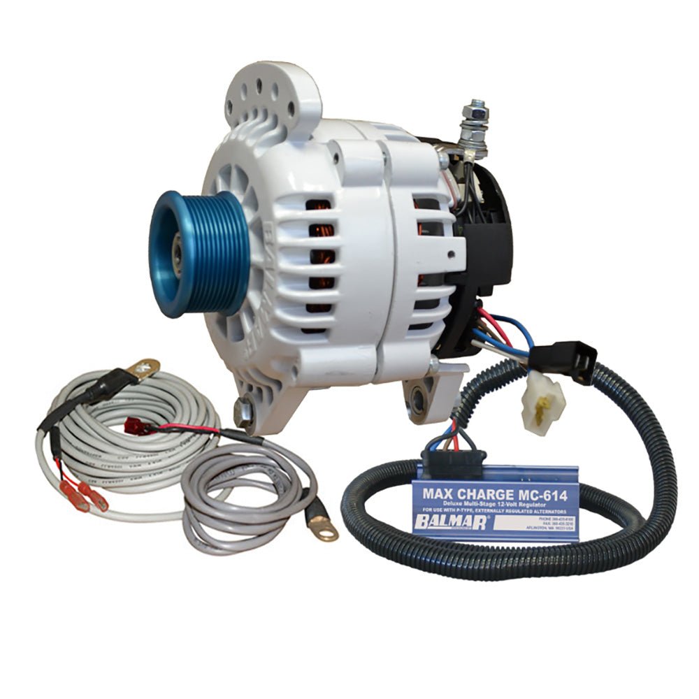 Balmar Alternator 100 AMP Kit 12V 3.15" Dual Foot Saddle J10 Pulley Regulator Temp Sensor [60 - YP - MC - 100 - J10]