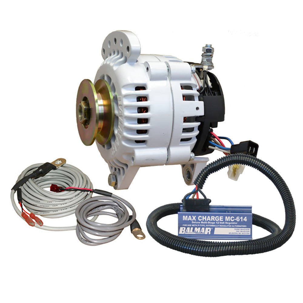 Balmar Alternator 100 AMP Kit 12V 3.15" Dual Foot Saddle Single Vee Pulley Regulator Temp Sensor [60 - YP - MC - 100 - SV]