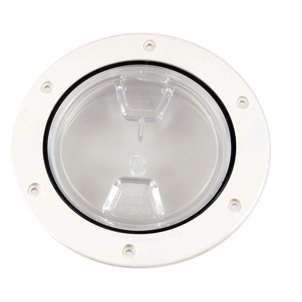 Beckson 4&quot; Clear Center Screw - Out Deck Plate - White [DP40 - W - C]