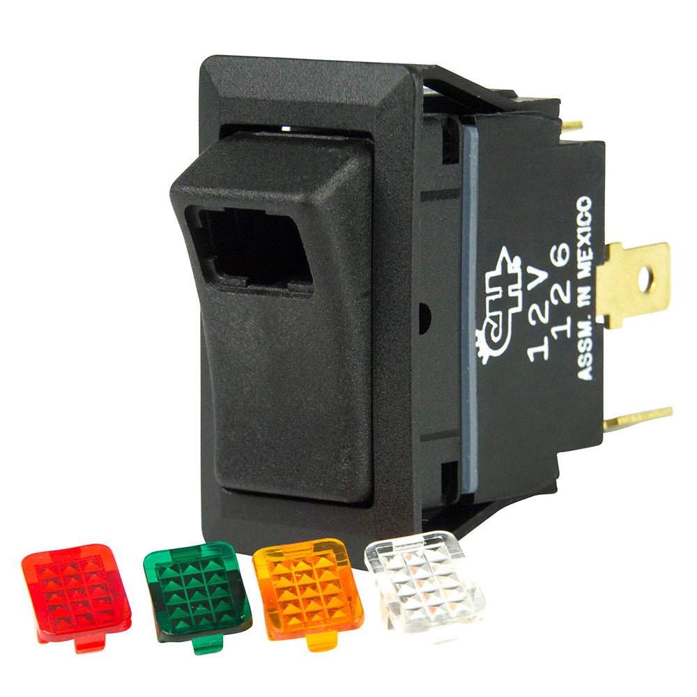 BEP SPST Rocker Switch - 1 - LED w/4 - Colored Covers - 12V/24V - ON/OFF [1001716]