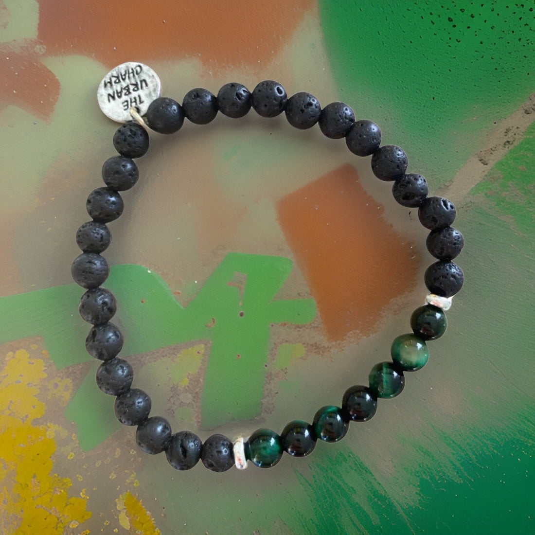 Black Lava Rock with Green Tiger&