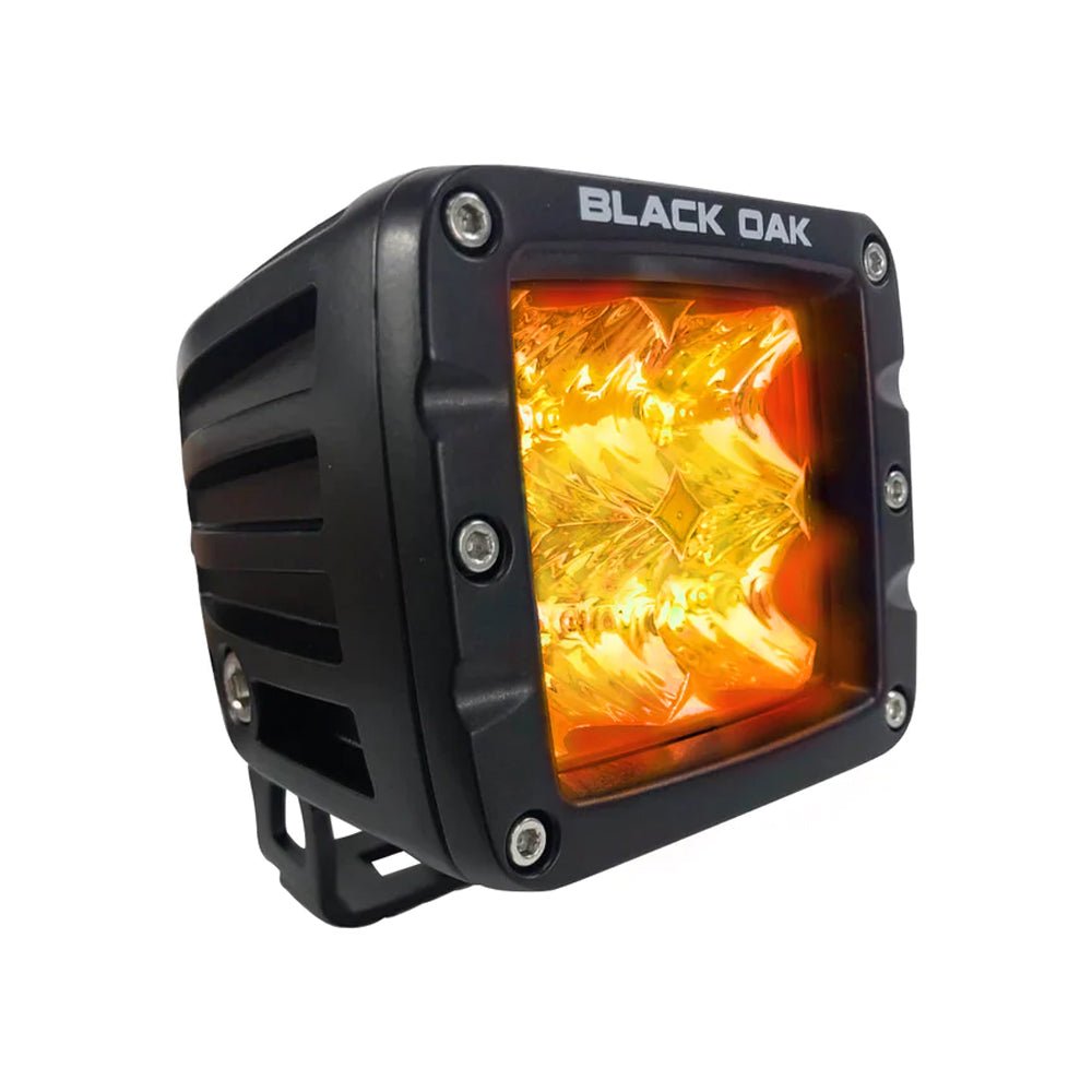 Black Oak 2&quot; Amber LED Pod Light - Flood Optics - Black Housing - Pro Series 3.0 [2A - POD30S]