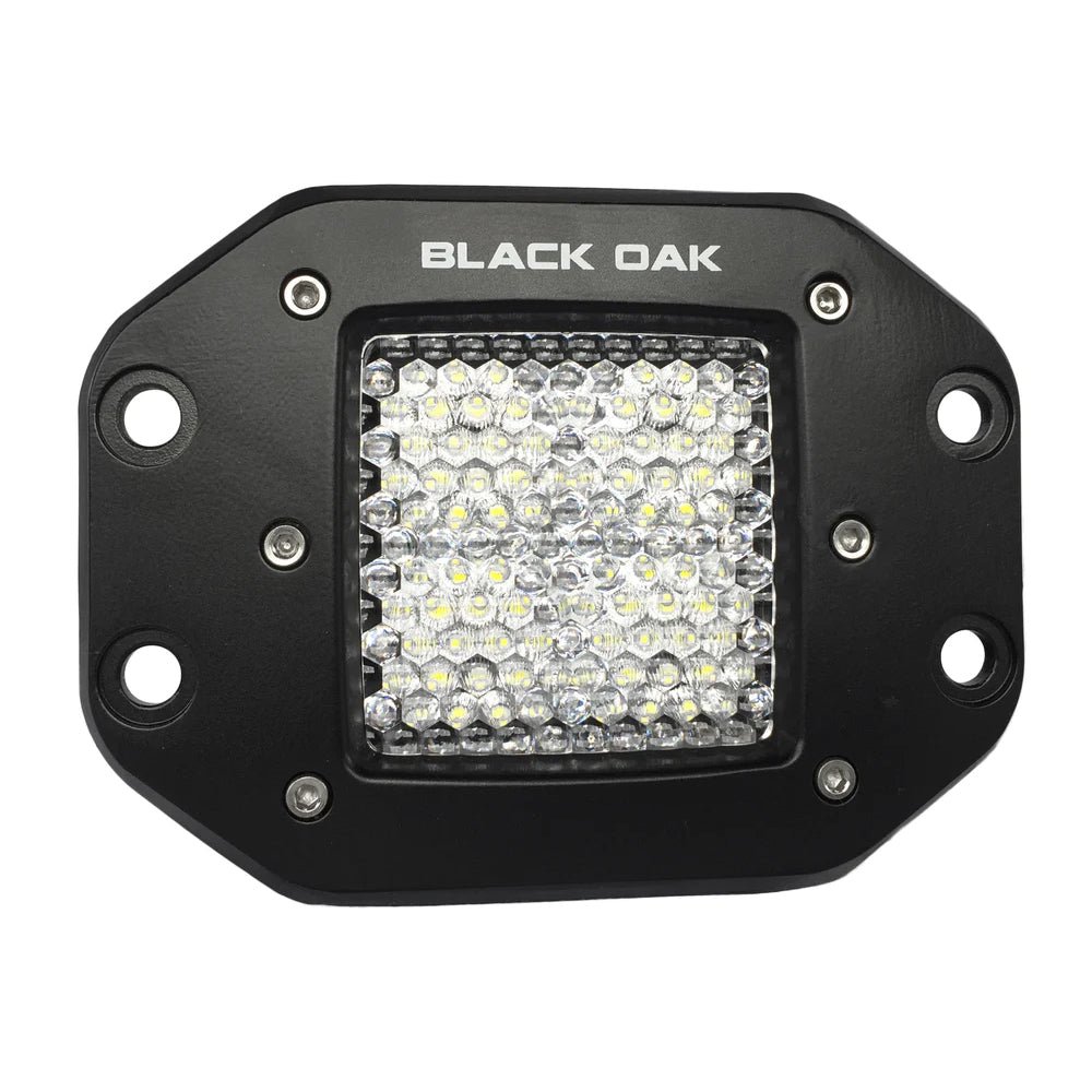 Black Oak 2&quot; Flush Mount LED Pod Light - Flood Optics - Black Housing - Pro Series 3.0 [2F - FPOD10CR]