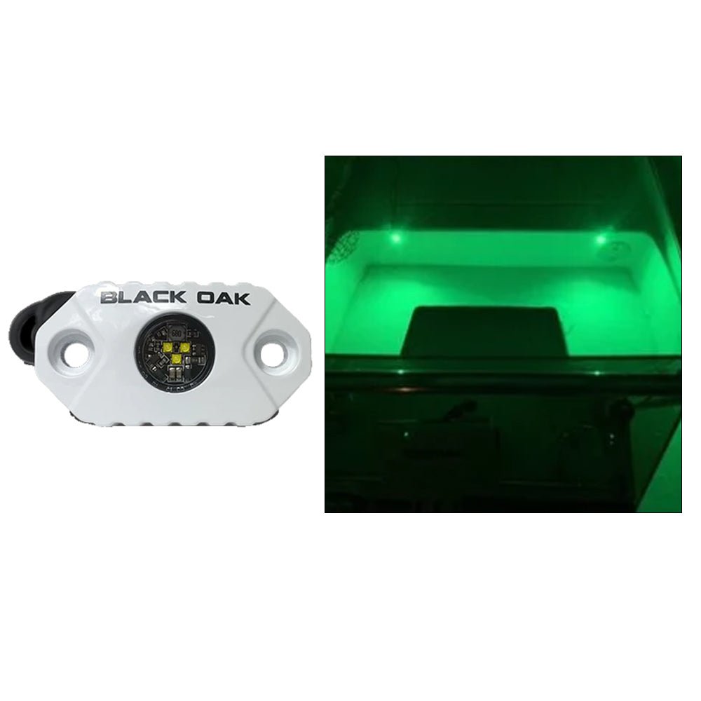 Black Oak Rock Accent Light - Green LEDs - White Housing [MAL - G]