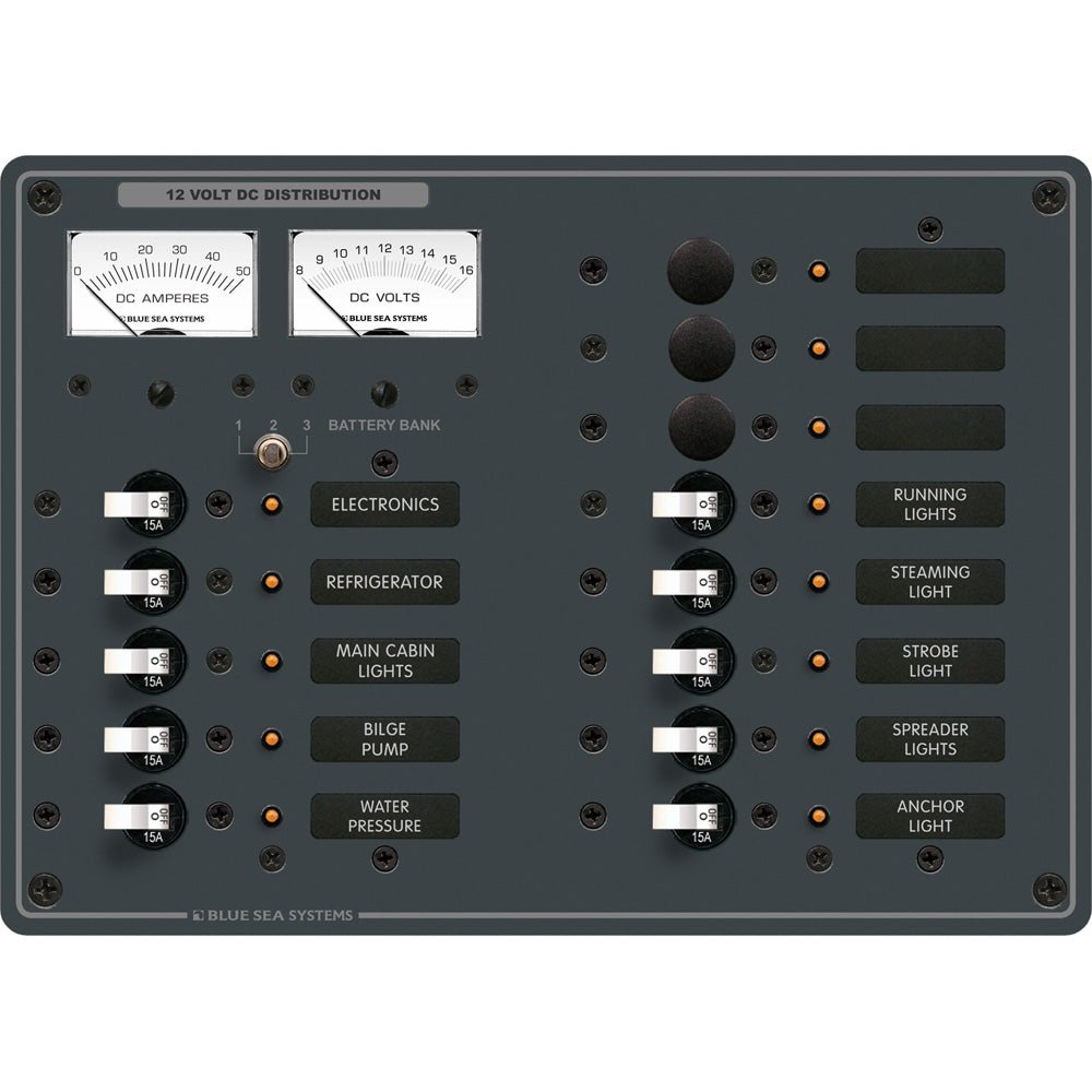 Blue Sea 8068 DC 13 Position Toggle Branch Circuit Breaker Panel - White Switches [8068]