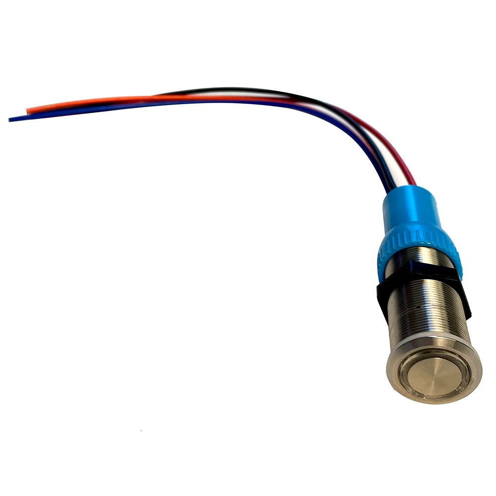 Bluewater 19mm Push Button Switch - Off/On Contact - Blue/Red LED - 4' Lead [9057 - 1113 - 4]