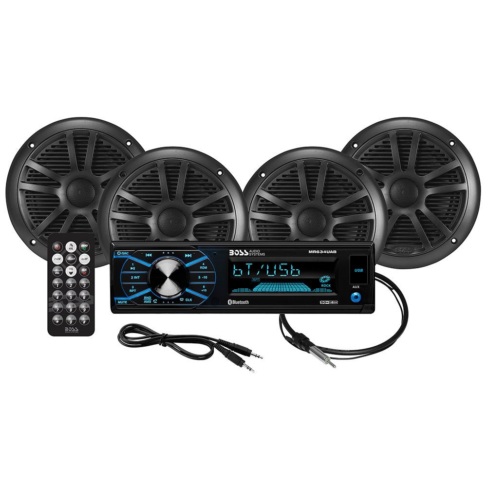 Boss Audio MCBK634B.64 Kit w/MR634UAB, 4 MR6B Speakers, MRANT10 Antenna [MCBK634B.64]