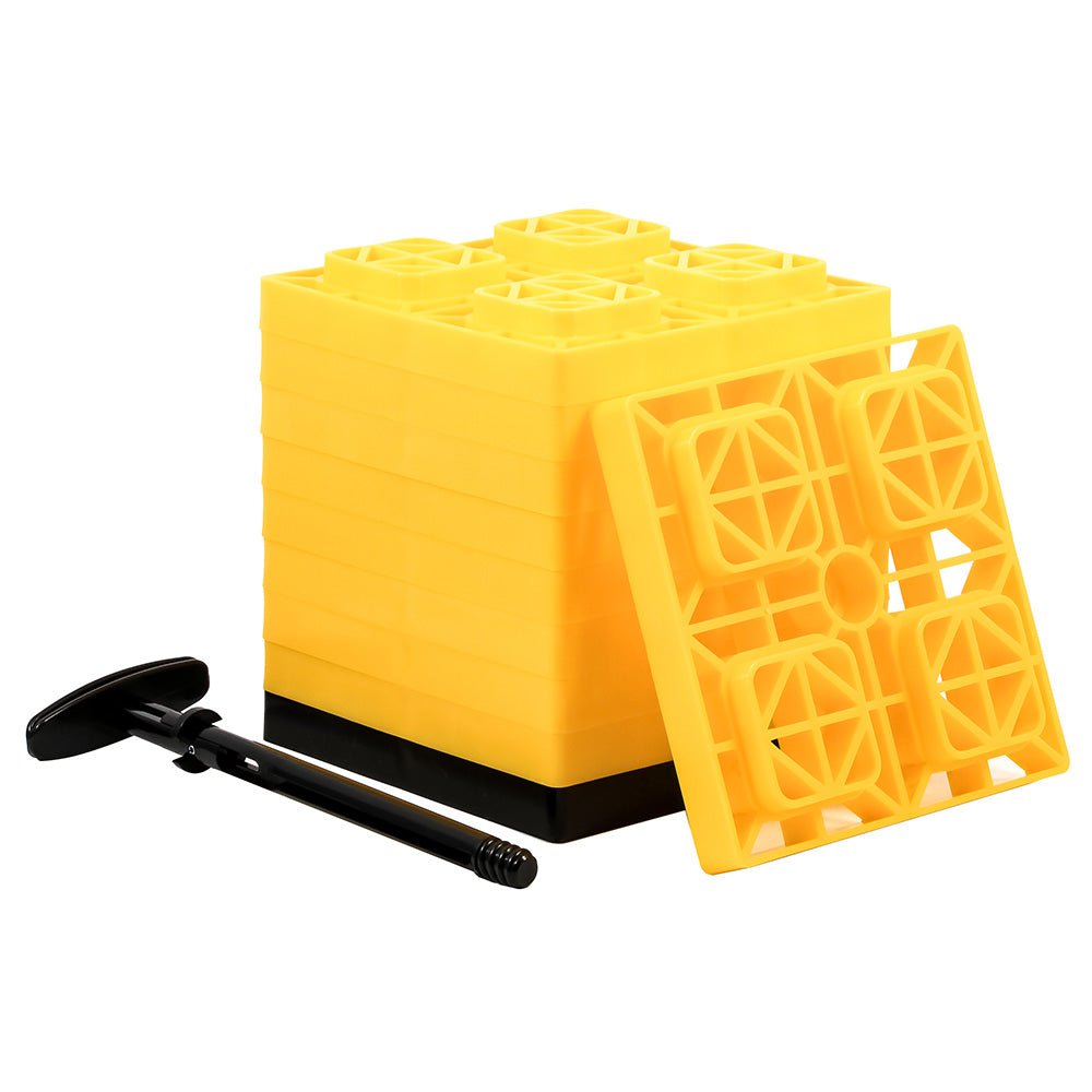 Camco FasTen Leveling Blocks w/T - Handle - 2x2 - Yellow *10 - Pack [44512]