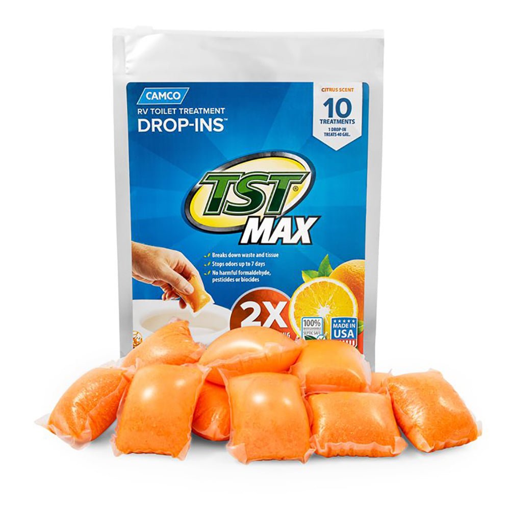 Camco TST MAX Orange RV Toilet Treatment Drop - Ins *10 - Pack [41178]