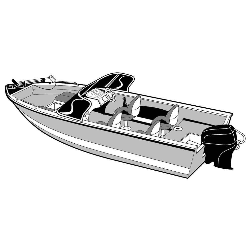 Carver Performance Poly - Guard Wide Series Styled - to - Fit Boat Cover f/18.5 Aluminum V - Hull Boats w/Walk - Thru Windshield - Grey [72318P - 10]