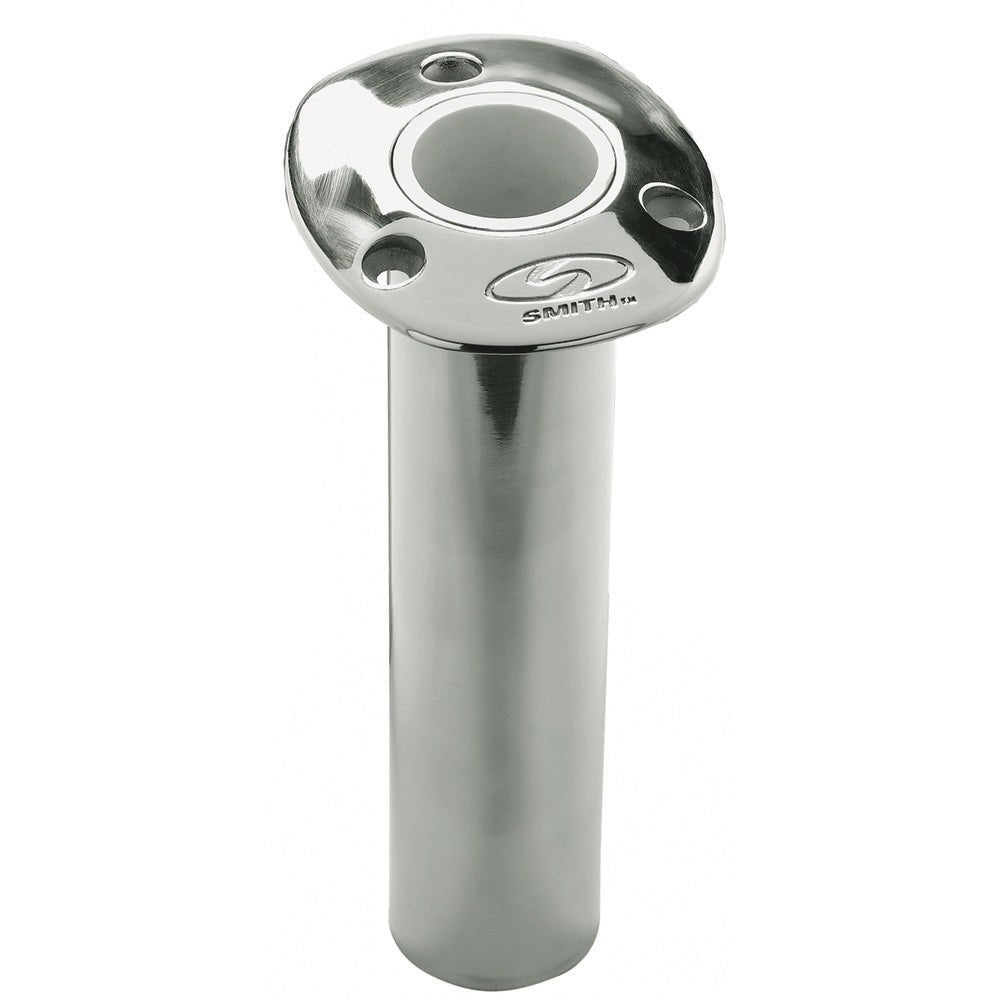 C.E. Smith Flush Mount Rod Holder - 0 Degree 9&quot; Depth - Stainless Steel - Cast Bottom - White Vinyl Liner [53670CA]