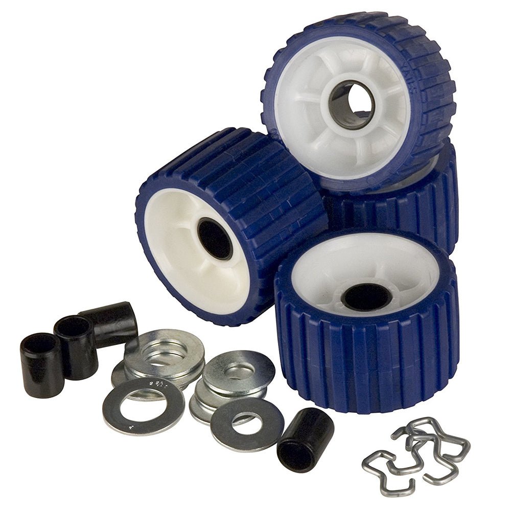 C.E. Smith Ribbed Roller Replacement Kit - 4 - Pack - Blue [29320]