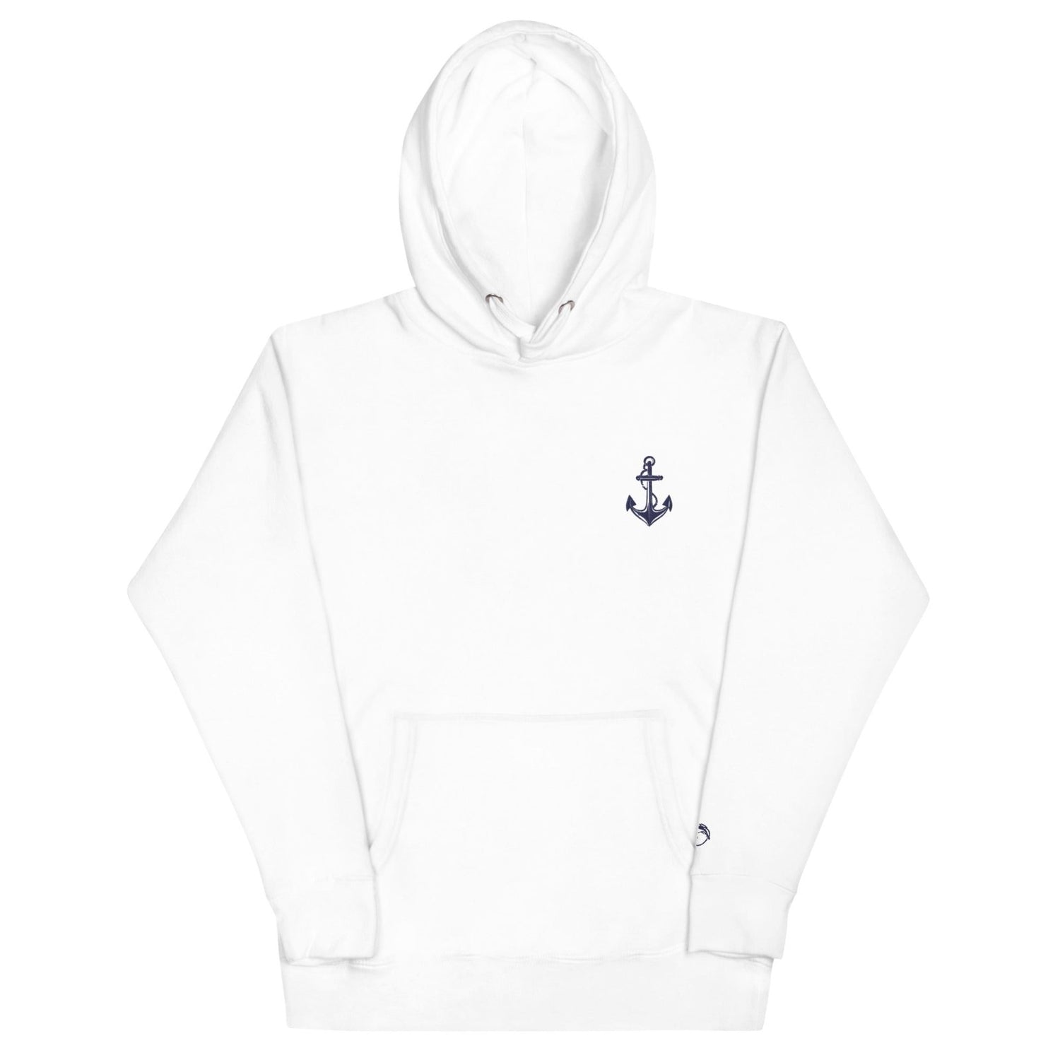 Coastal Anchor Unisex Hoodie – Embroidered Nautical Pullover | Glacier White