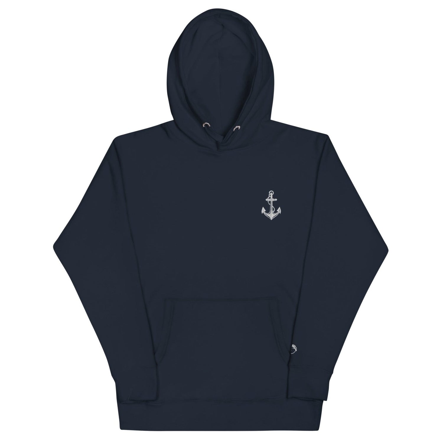 Coastal Anchor Unisex Hoodie – Embroidered Nautical Pullover | Navy