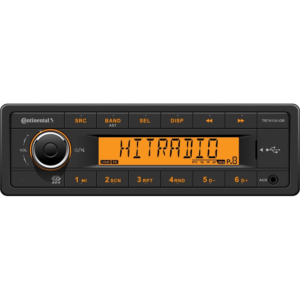 Continental Stereo w/AM/FM/USB - Harness Included - 12V [TR7411U - ORK]