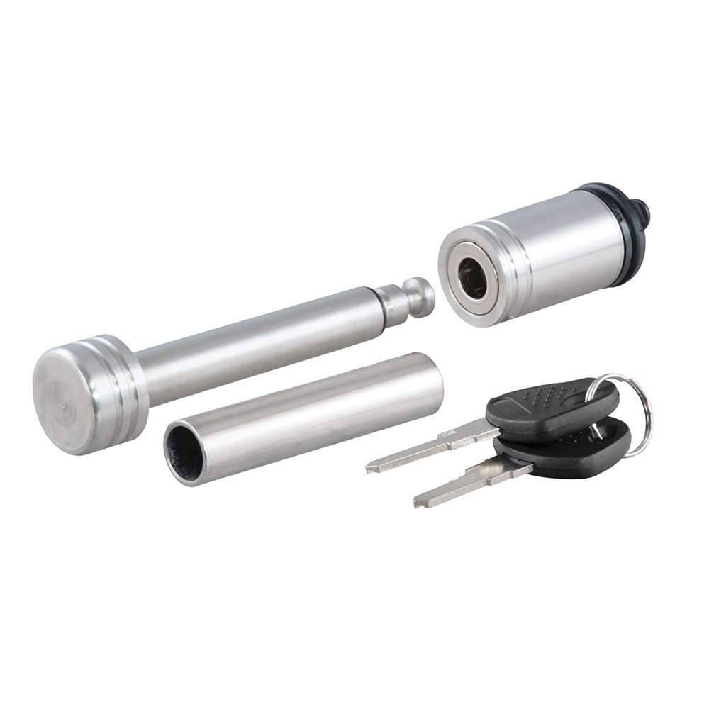 CURT 1/2&quot; Hitch Lock w/5/8&quot; Adapter - 1 - 1/4&quot; or 2&quot; Receiver - Barbell - Stainless Steel [23517]