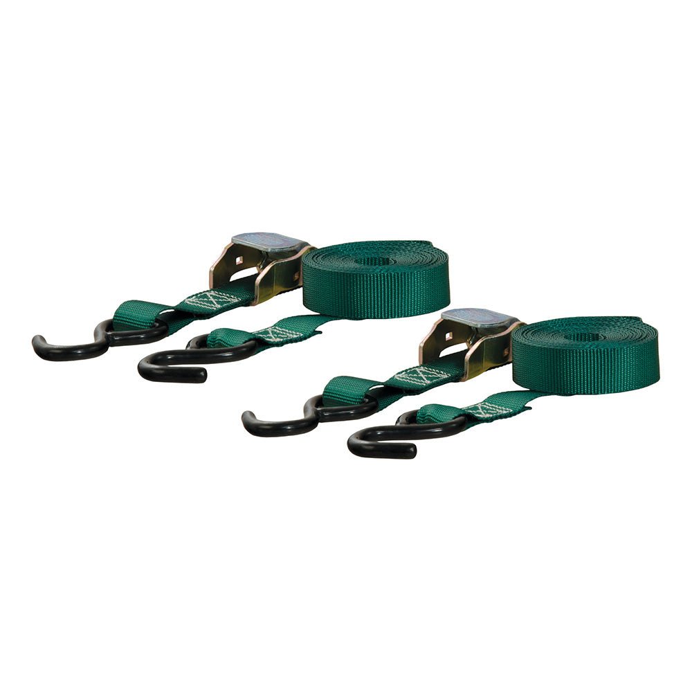 CURT 15 Dark Green Cargo Straps w/&quot;S&quot; Hooks - 300 lbs - 2 Pack [83015]