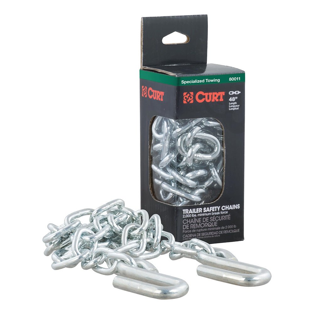 CURT 48&quot; Safety Chain w/2 &quot;S&quot; Hooks - 2,000 lbs - Clear Zinc [80011]