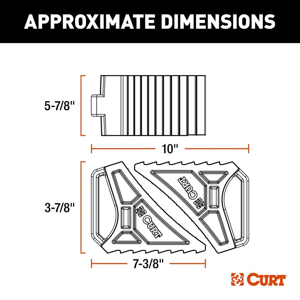 CURT HD Wheels Chocks 2 - Pack w/Mounting Bracket [22802]