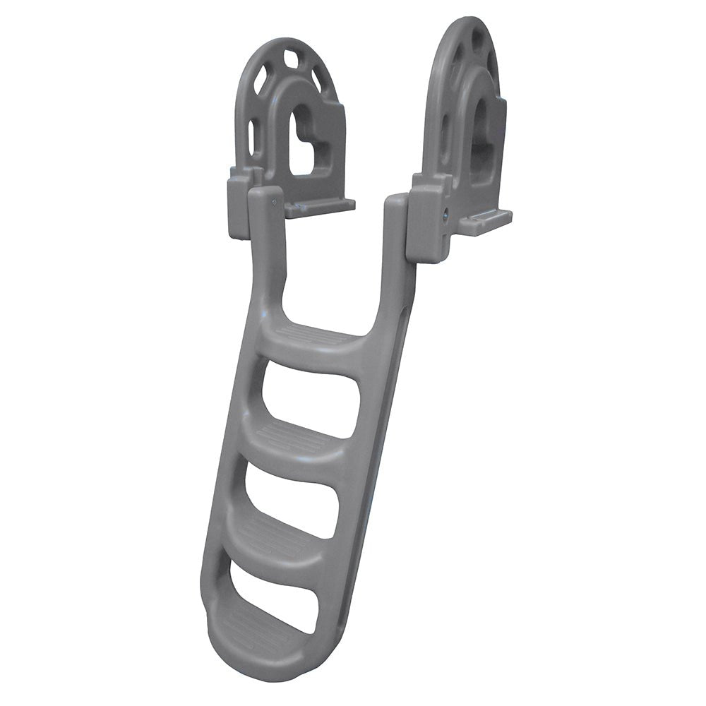 Dock Edge Stand - Off Flip - Up Polyethylene Roto Molded 4 - Step Dock Ladder - Grey [2084 - F]