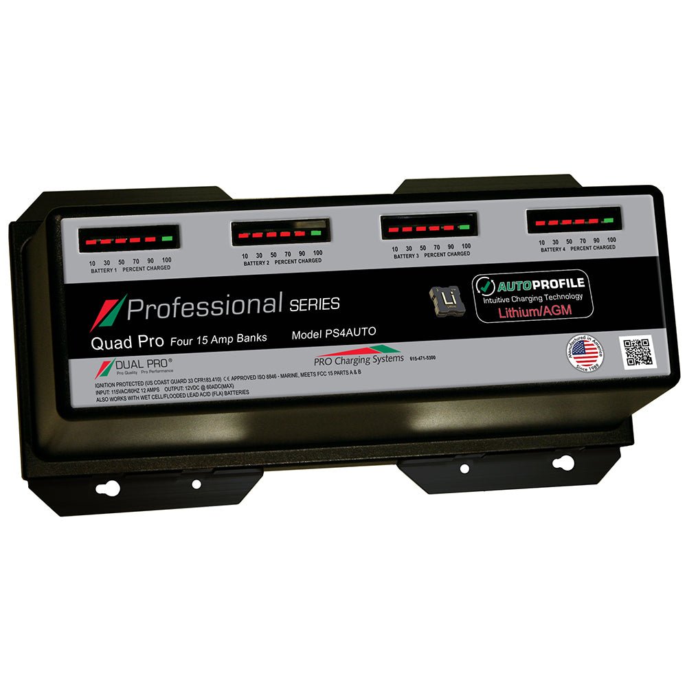 Dual Pro PS4 Auto 15A - 4 - Bank Lithium/AGM Battery Charger [PS4AUTO]