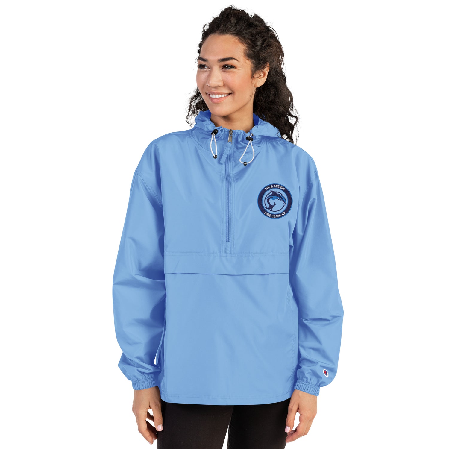 Seafarer Half-Zip Packable Pullover Jacket - Sky Blue