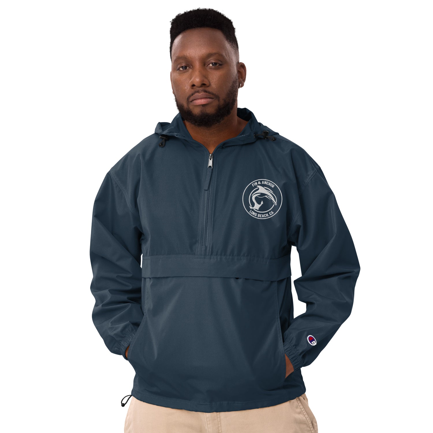 Seafarer Half-Zip Packable Pullover Jacket - Navy