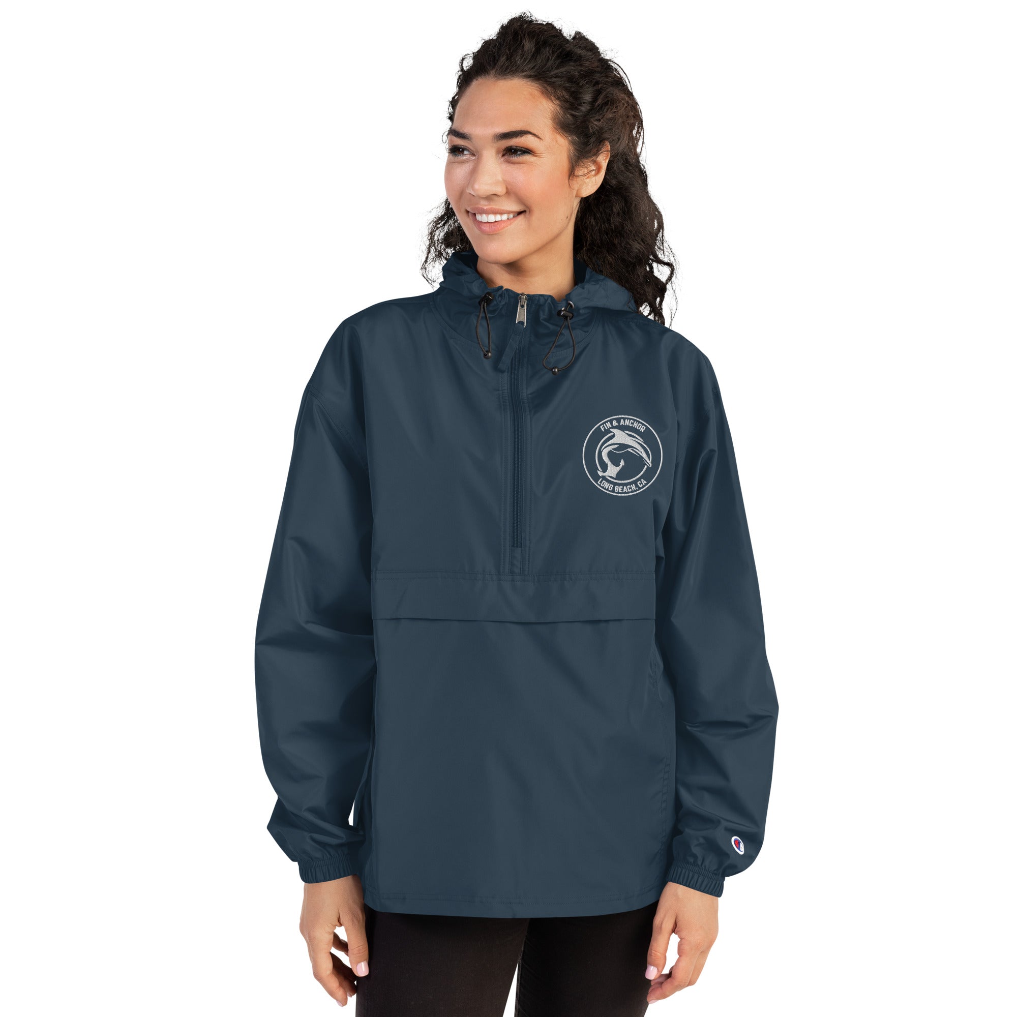 Seafarer Half-Zip Packable Pullover Jacket - Navy