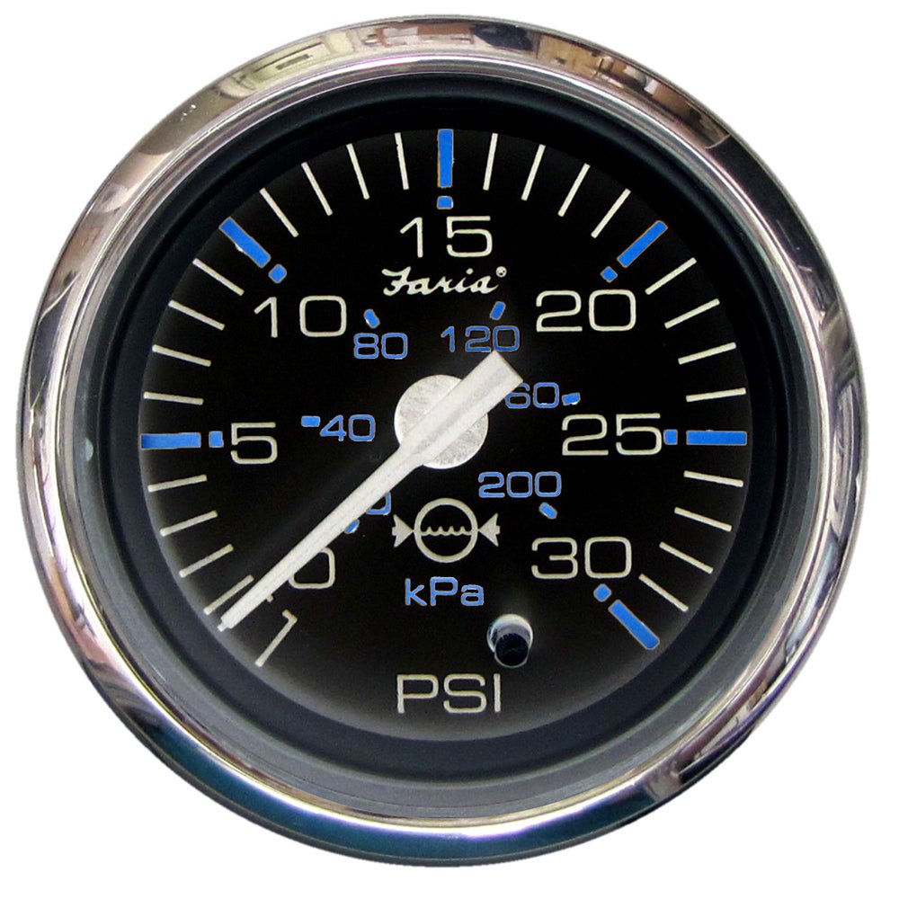 Faria Chesapeake Black 2&quot; Water Pressure Gauge (30 PSI) [13712]