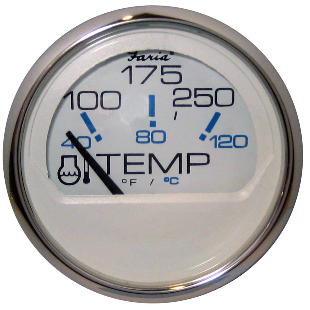 Faria Chesapeake White SS 2&quot; Water Temperature Gauge (100 - 250 DegreeF) [13804]