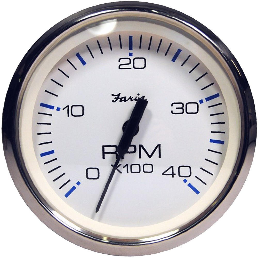 Faria Chesapeake White SS 4&quot; Tachometer - 4000 RPM (Diesel) (Magnetic Pick - Up) [33818]