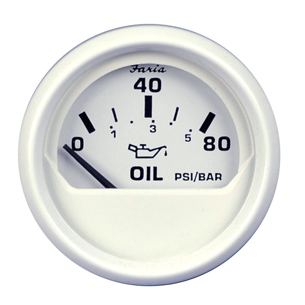 Faria Dress White 2&quot; Oil Pressure Gauge (80 PSI) [13102]