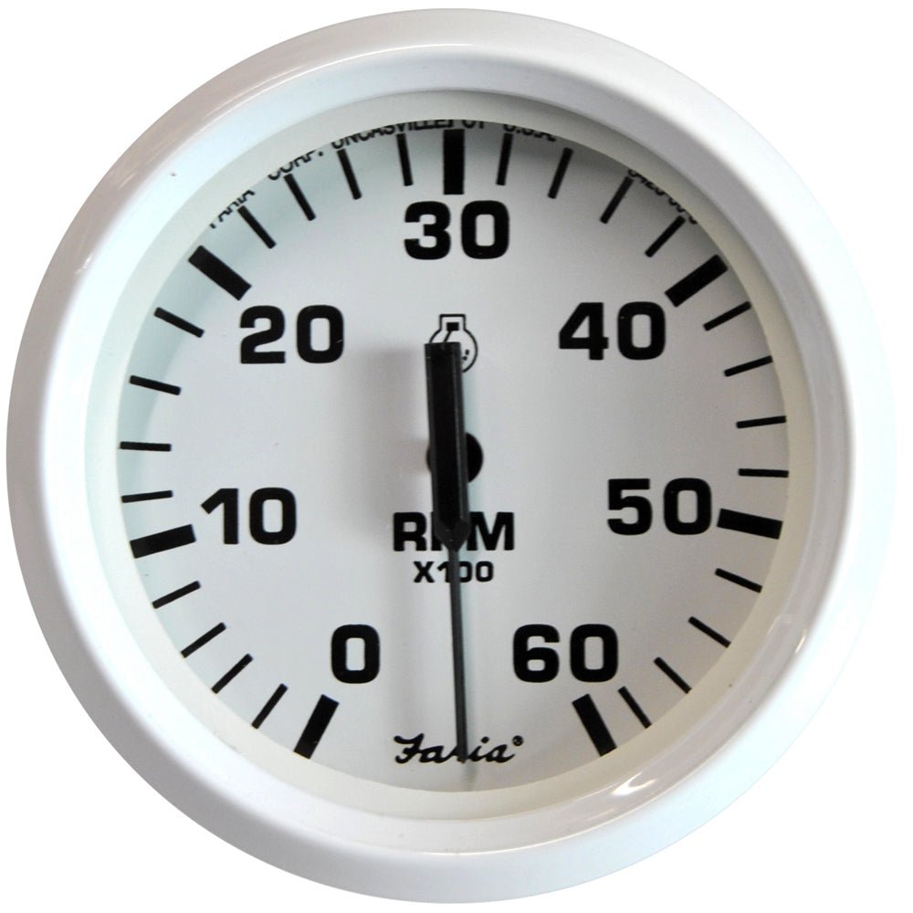 Faria Dress White 4&quot; Tachometer - 6000 RPM (Gas) (Inboard I/O) [33103]