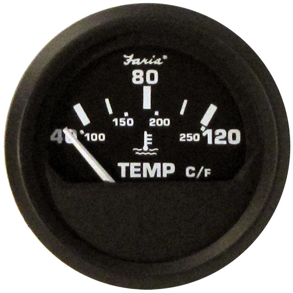 Faria Euro Black 2&quot; Water Temperature Gauge - Metric (40 to 120 C) [12814]