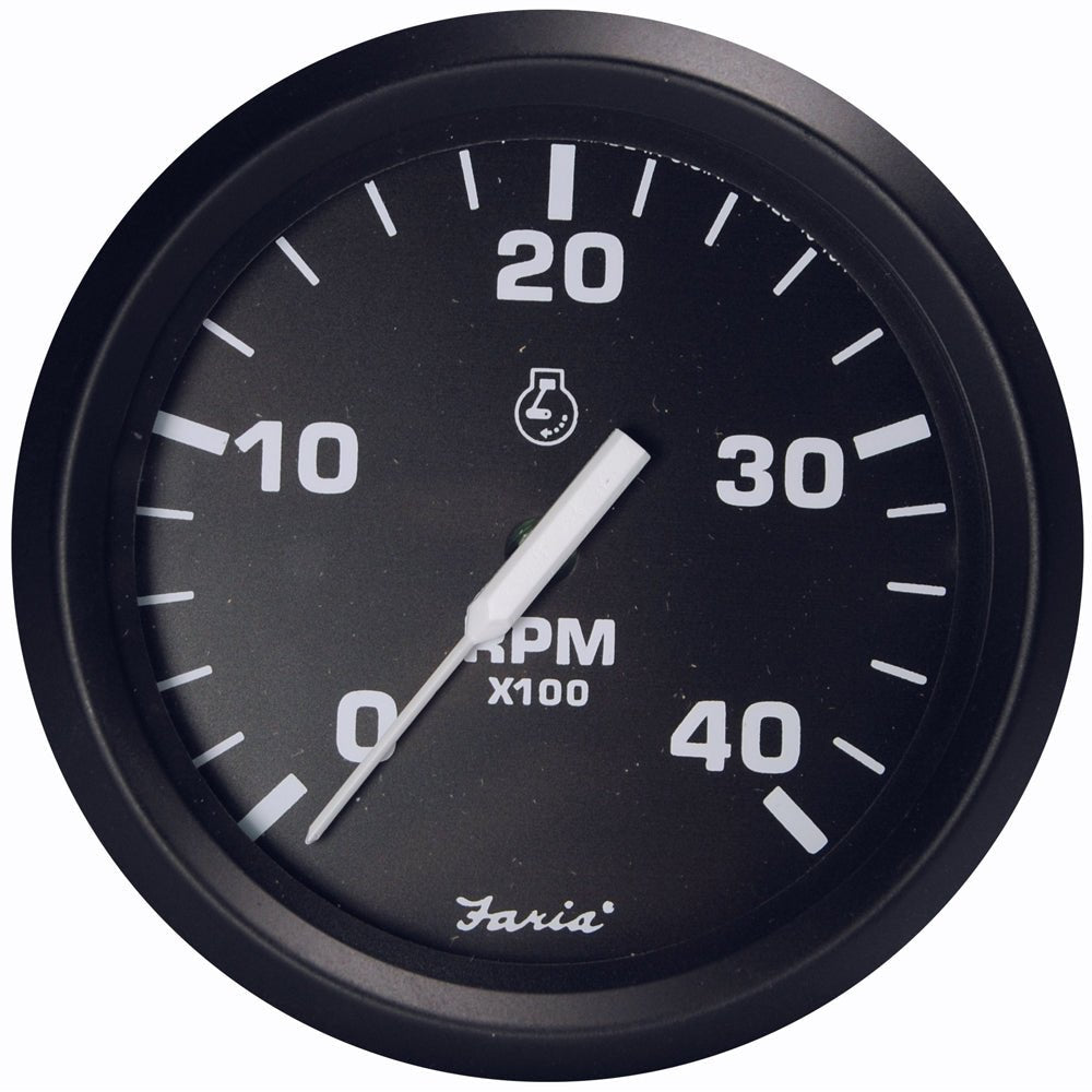 Faria Euro Black 4&quot; Tachometer - 4000 RPM (Diesel - Magnetic Pick - Up) [32803]