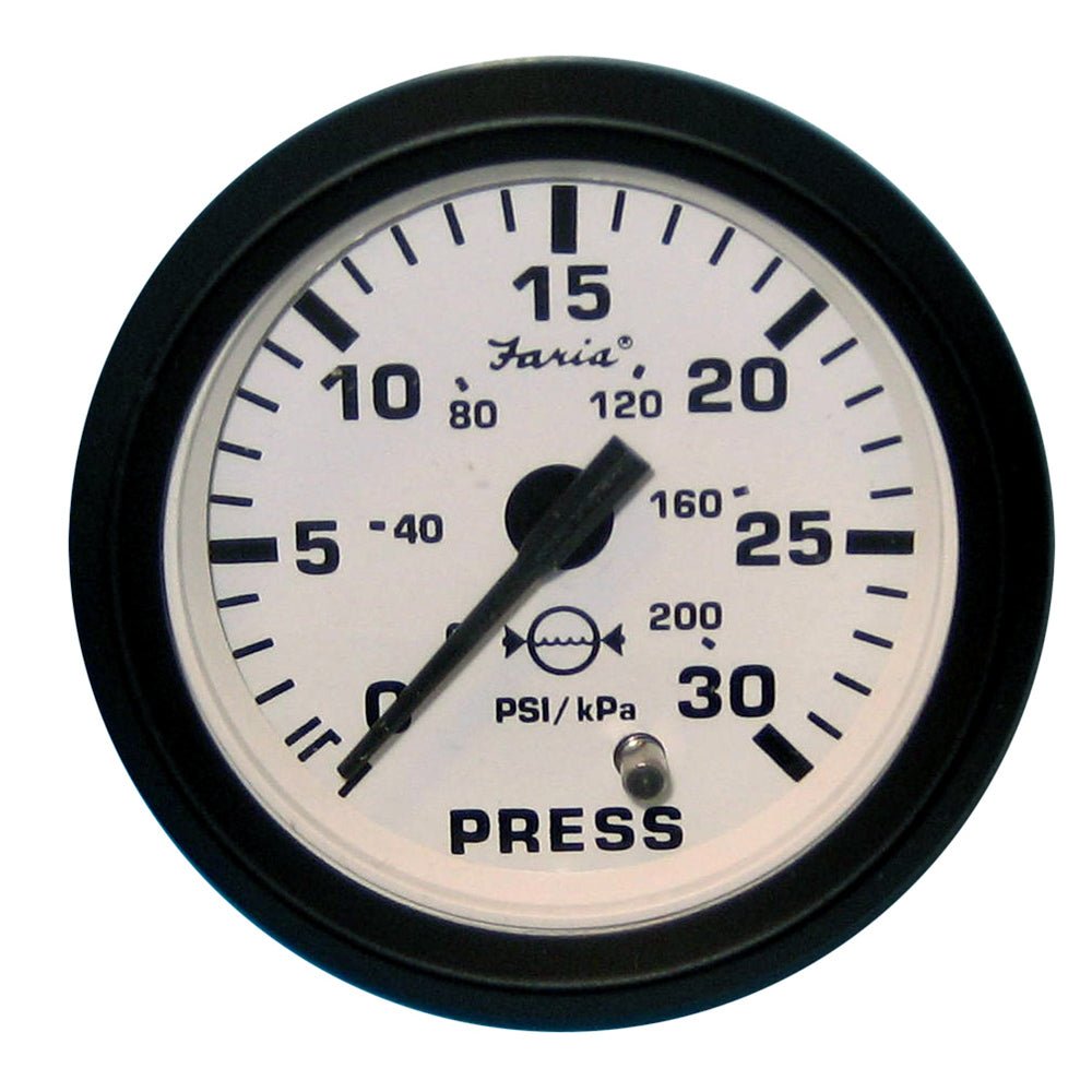 Faria Euro White 2&quot; Water Pressure Gauge (30 PSI) [12903]