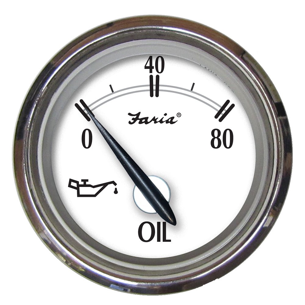 Faria Newport SS 2&quot; Oil Pressure Gauge - 0 to 80 PSI [25001]