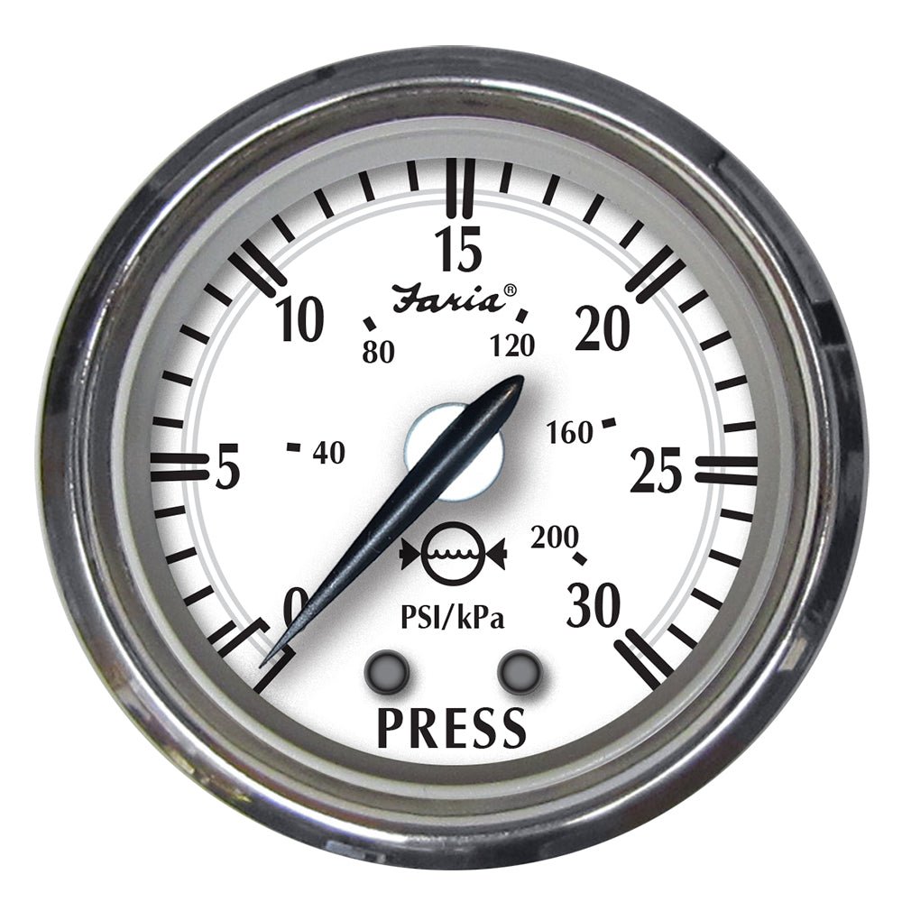 Faria Newport SS 2&quot; Water Pressure Gauge Kit - 0 to 30 PSI [25008]