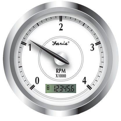 Faria Newport SS 4&quot; Tachometer w/Hourmeter f/Diesel w/Magnetic Pick - Up - 4000 RPM [45006]