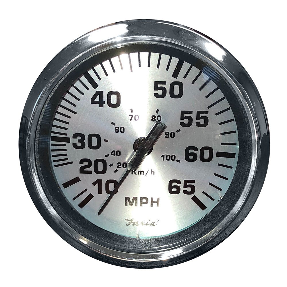 Faria Spun Silver 4&quot; Speedometer - 65 MPH (Pitot) [36010]