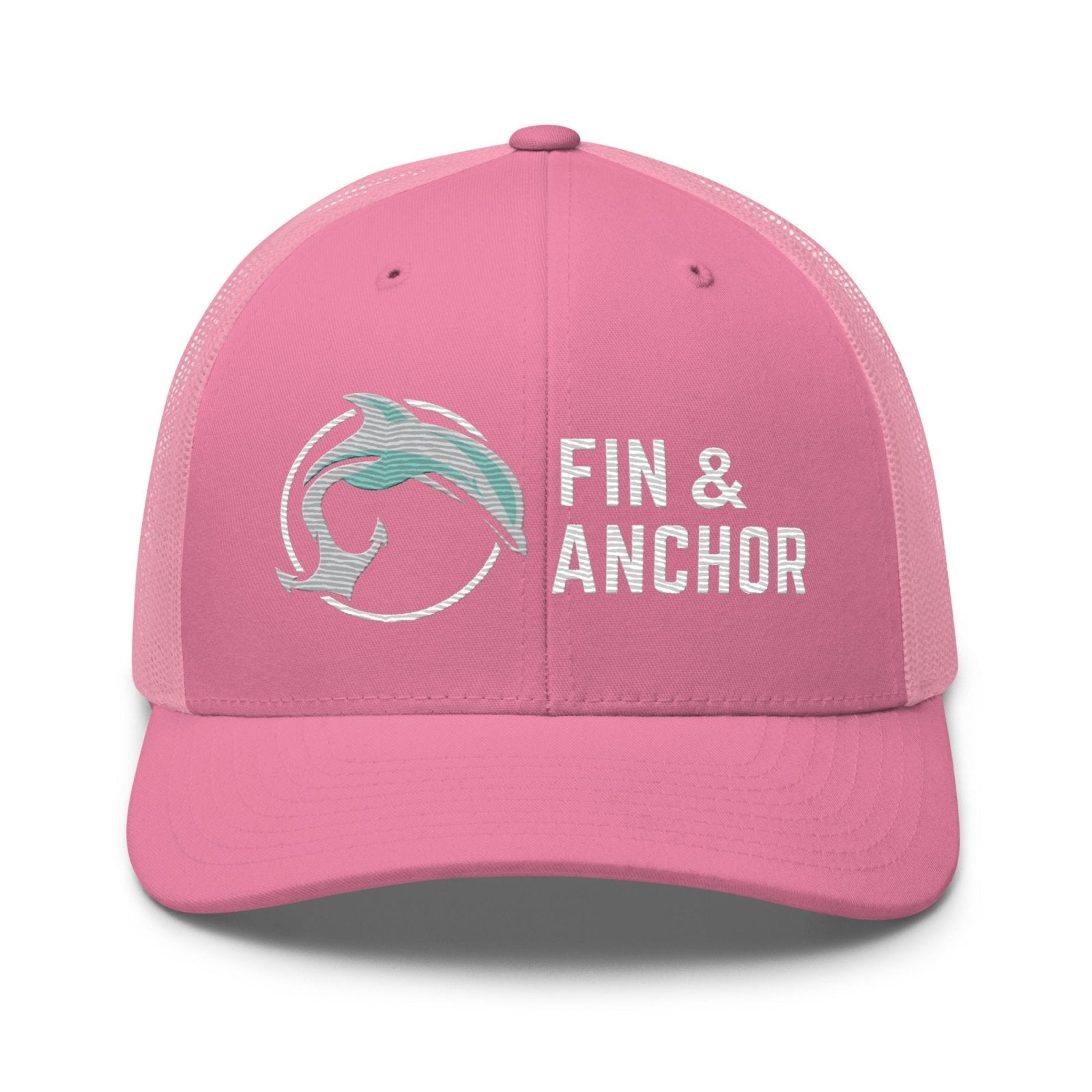 Fin & Anchor Embroidered Retro Trucker Hat - Pink