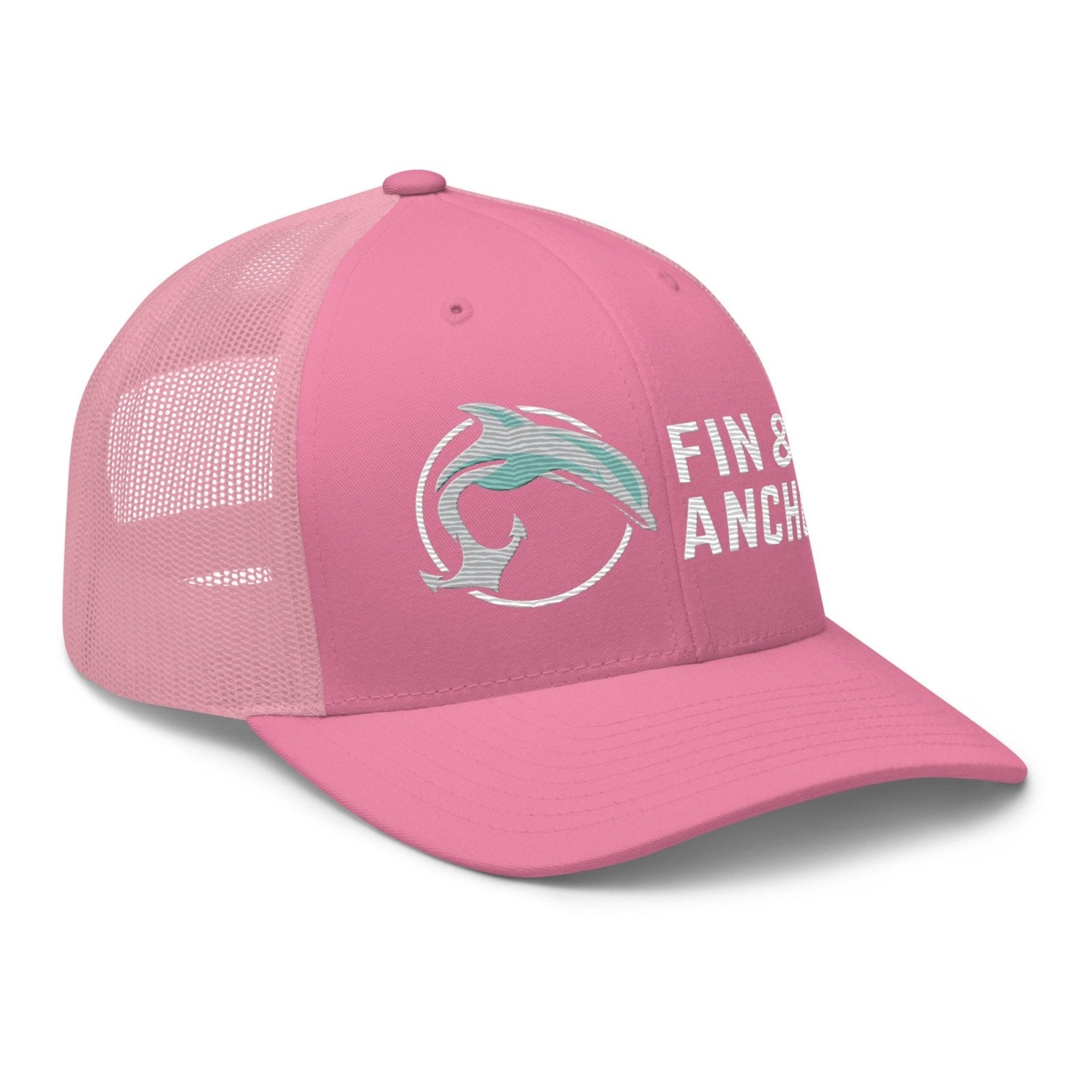 Fin & Anchor Embroidered Retro Trucker Hat - Pink