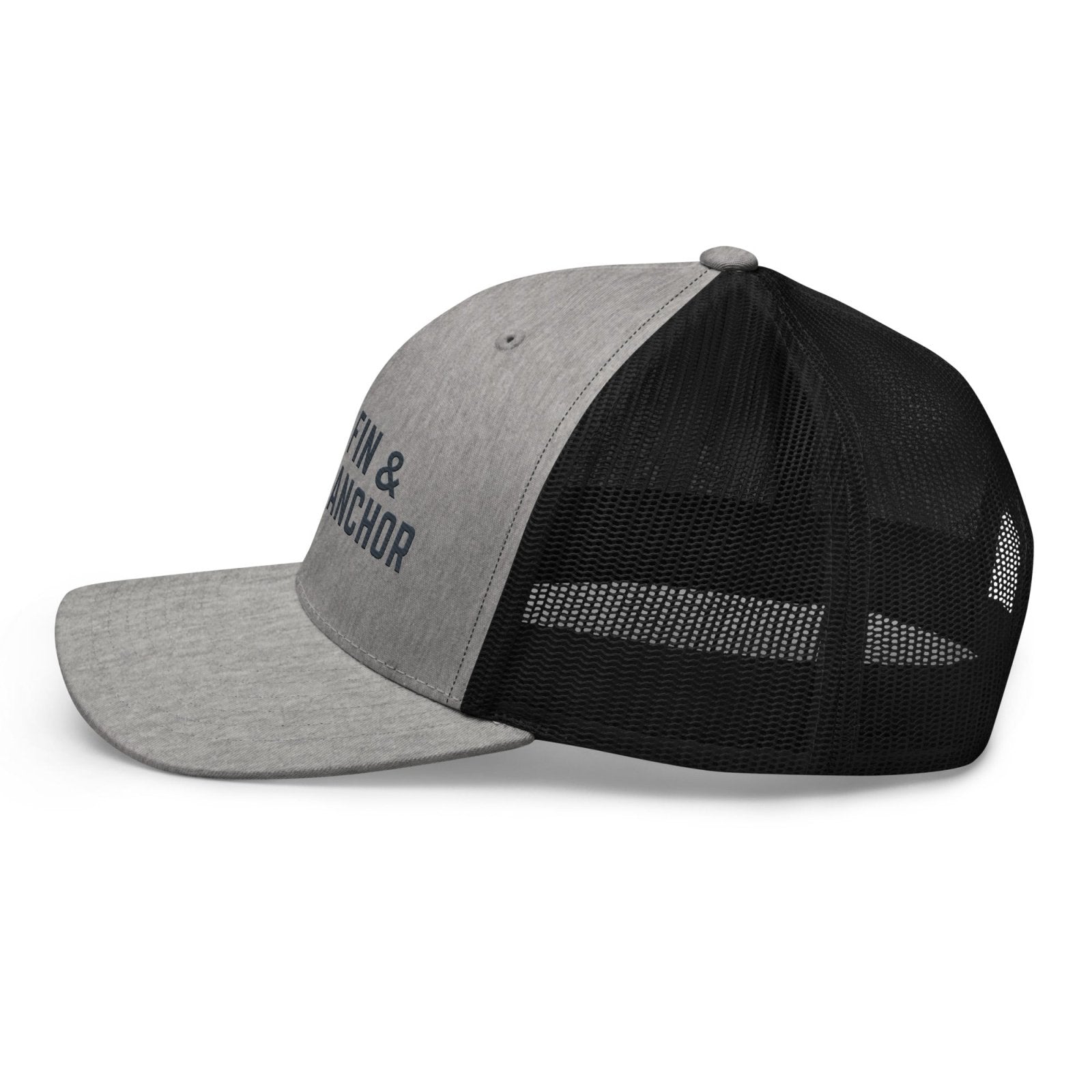 Fin & Anchor Embroidered Retro Trucker Hat - Smoke/Black